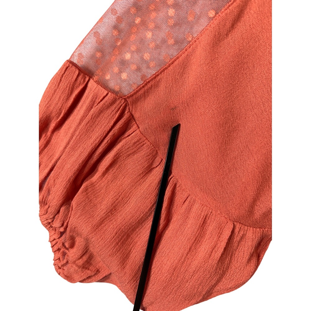 Umgee Coral Embroidered Mesh Sleeve Boho Babydoll Tunic Top Size Large - Picture 10 of 11